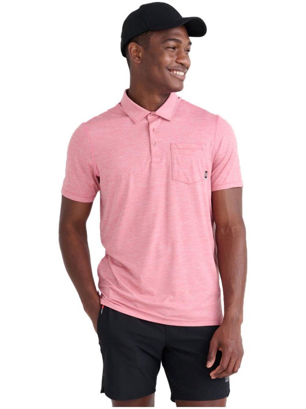 Saxx Men's DropTemp Short Sleeve Quick Dry Polo Shirt - Pink